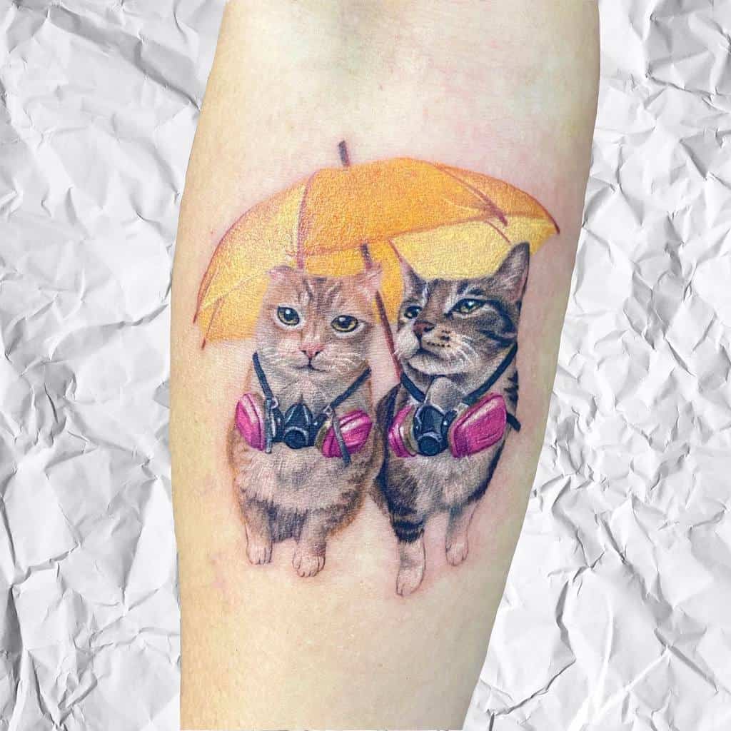 Tatouages d'avant-bras de petits chats tappymao
