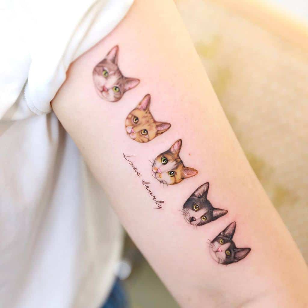 Tatouages de petits chats sur les bras xiso_ink