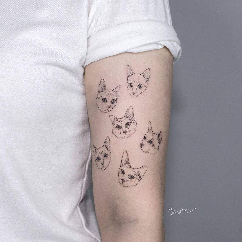 Tatouages de petits chats à bras supérieur kimyohan_tattoo