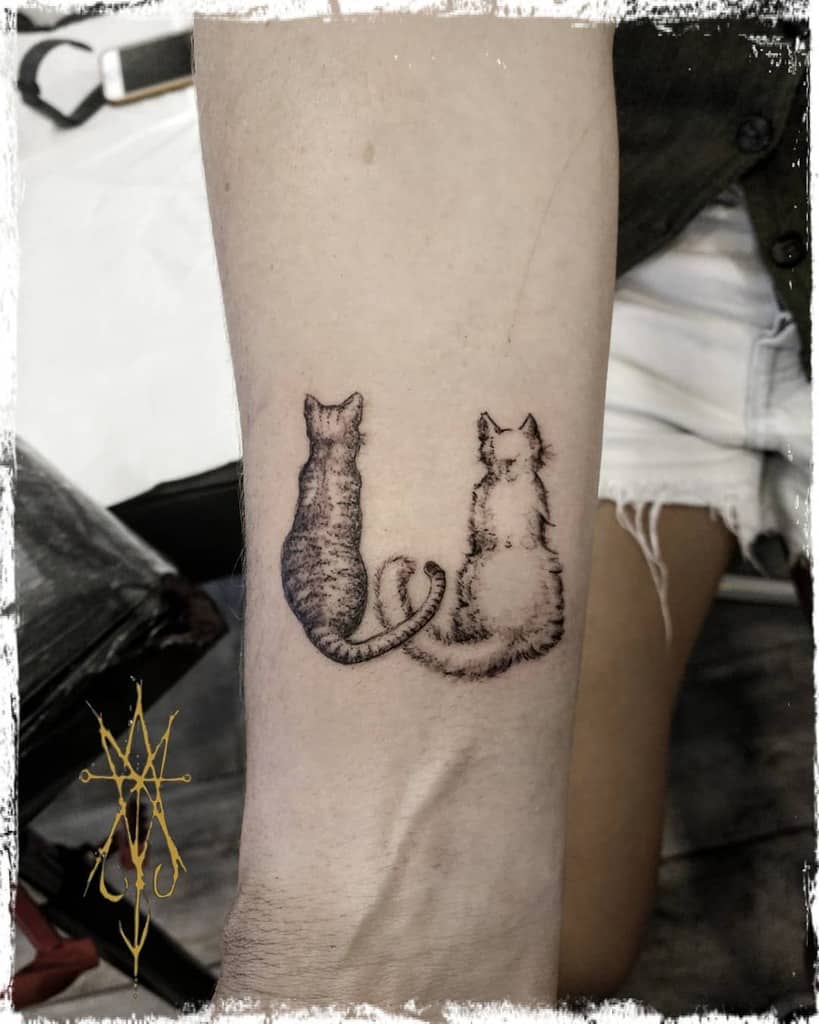 Tatouages de poignets de petits chats mamuttattooart