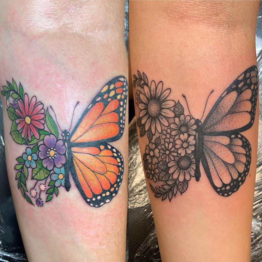 Tatouages d'avant-bras de petits papillons Inkinasterisk