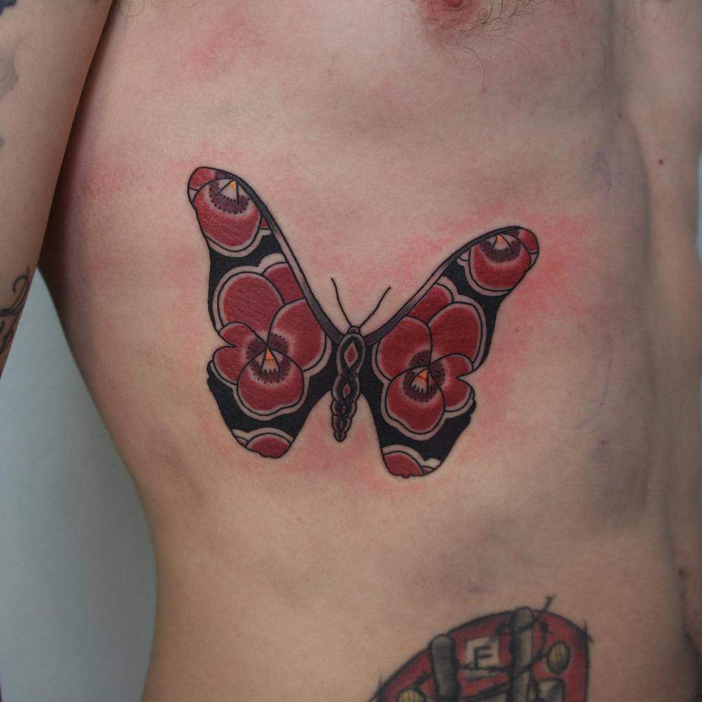 Tatouages de côtes de petits papillons Manulondono85