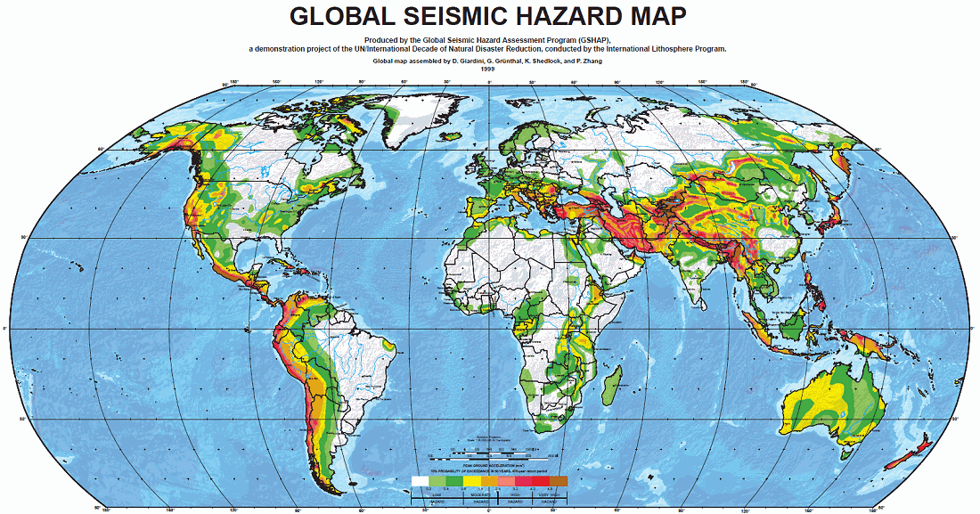 Principales zones sismiques dans le monde
